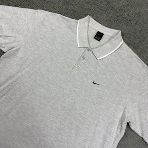 Nike Polo Shirt Mens XL Gray Short Sleeve Y2K Black Tag Swoosh
